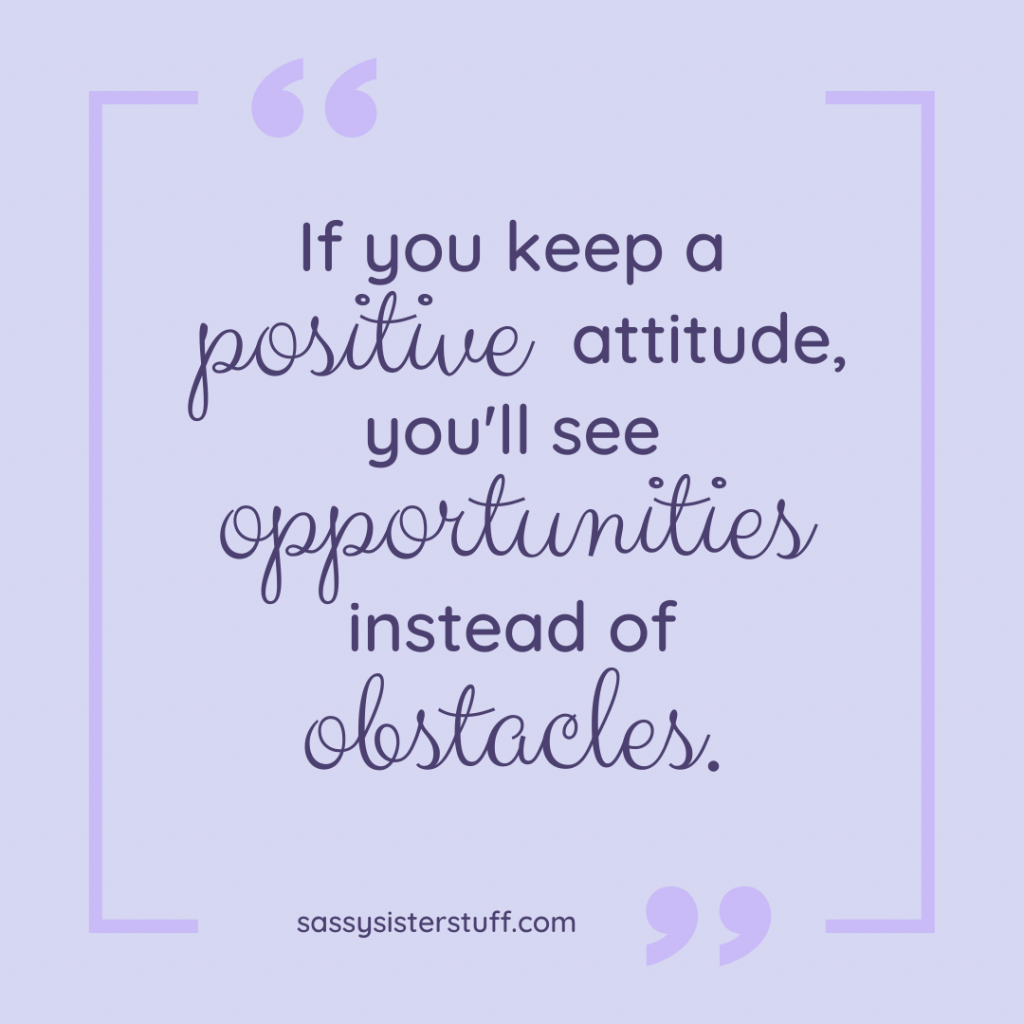 lavender background with a positivity quote
