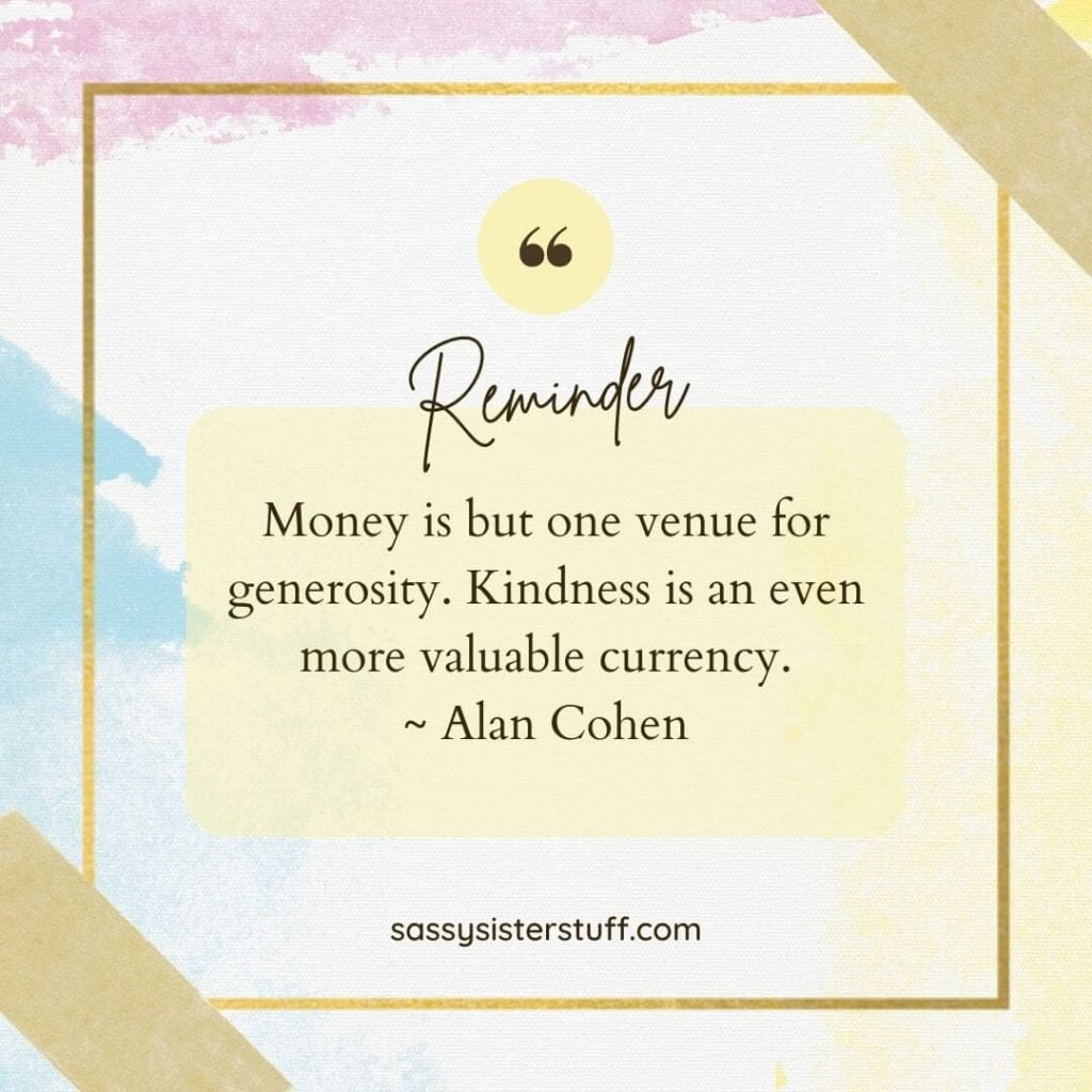 a pastel background with a quote about kindness and generosity