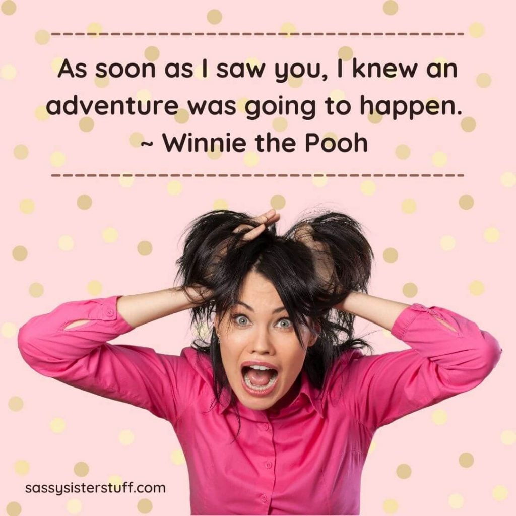 silly girl with a surprised look on her face and a funny quote
