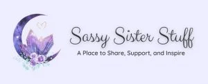 pale lavender sassy sister stuff site header with logo and tag line