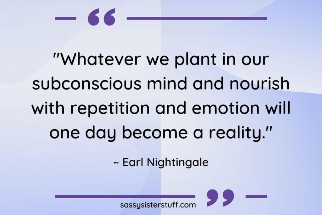 earl nightingale mindset quote on a lavender background