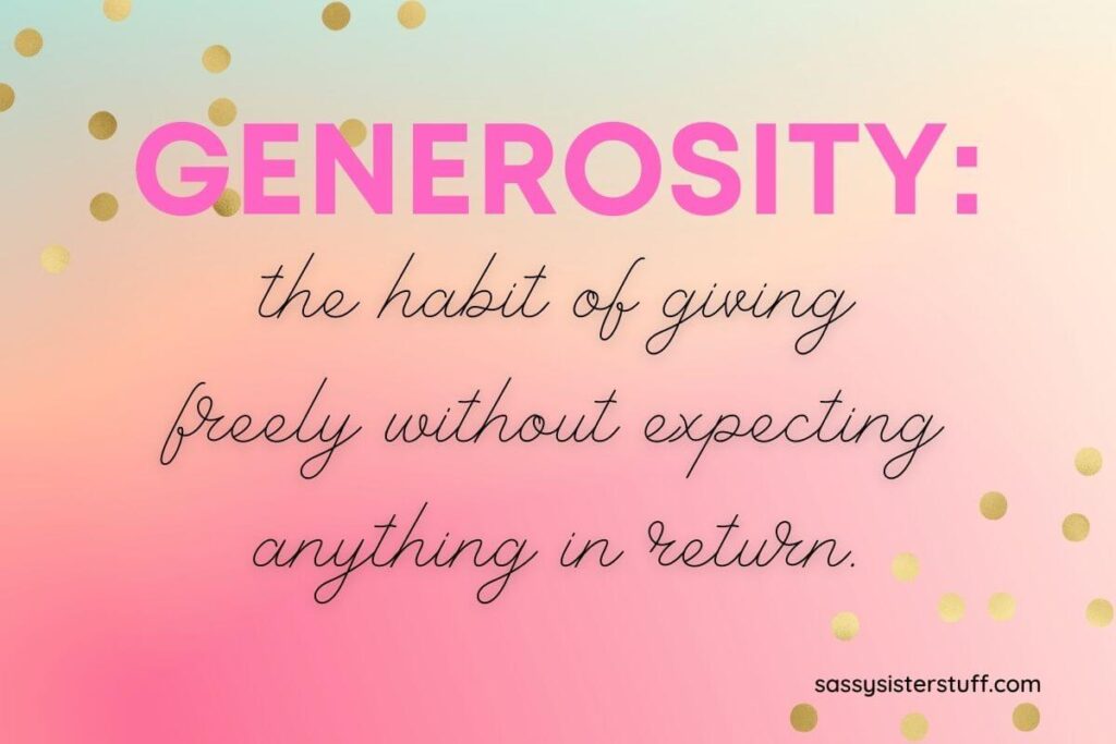 quote about generosity on giving without expecting anything in return on a soft pastel background with pink yellow and green