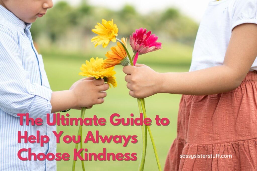 a close up of two children handing flowers to each other because they always choose kindness