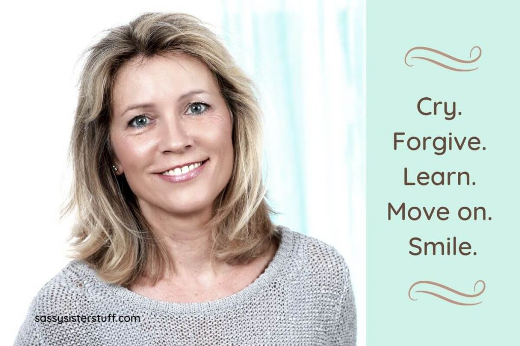 smiling women has learned to accept the situation and move on with a smile