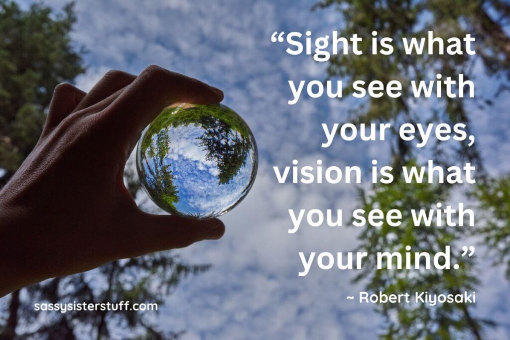 Quote by Robert Kiyosaki: Sight is what you see with your eyes, vision is what you see with your mind.