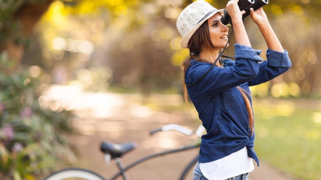 woman bird watching