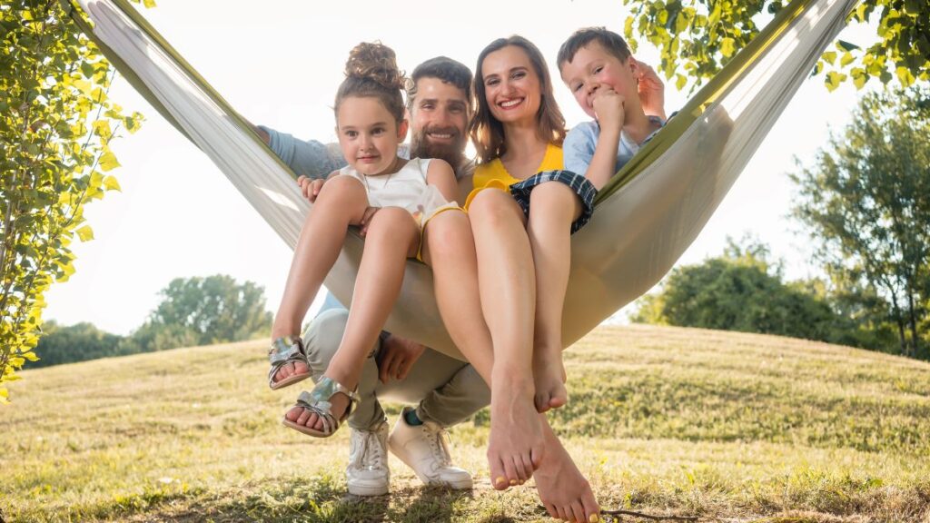 family on hammock together