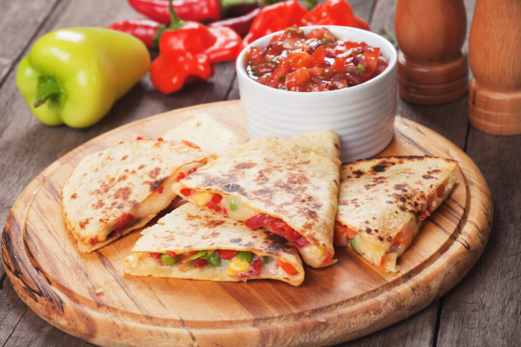 Quesadillas with cheese and vegetables
