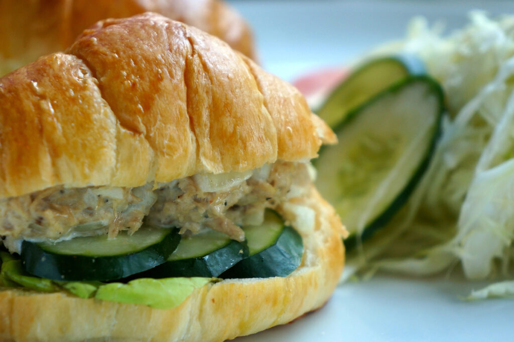 Chicken salad on a croissant bread