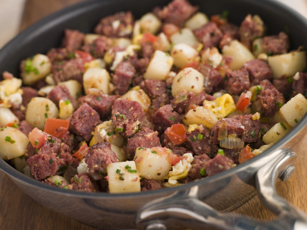 Corned Beef Hash in a Frying Pan