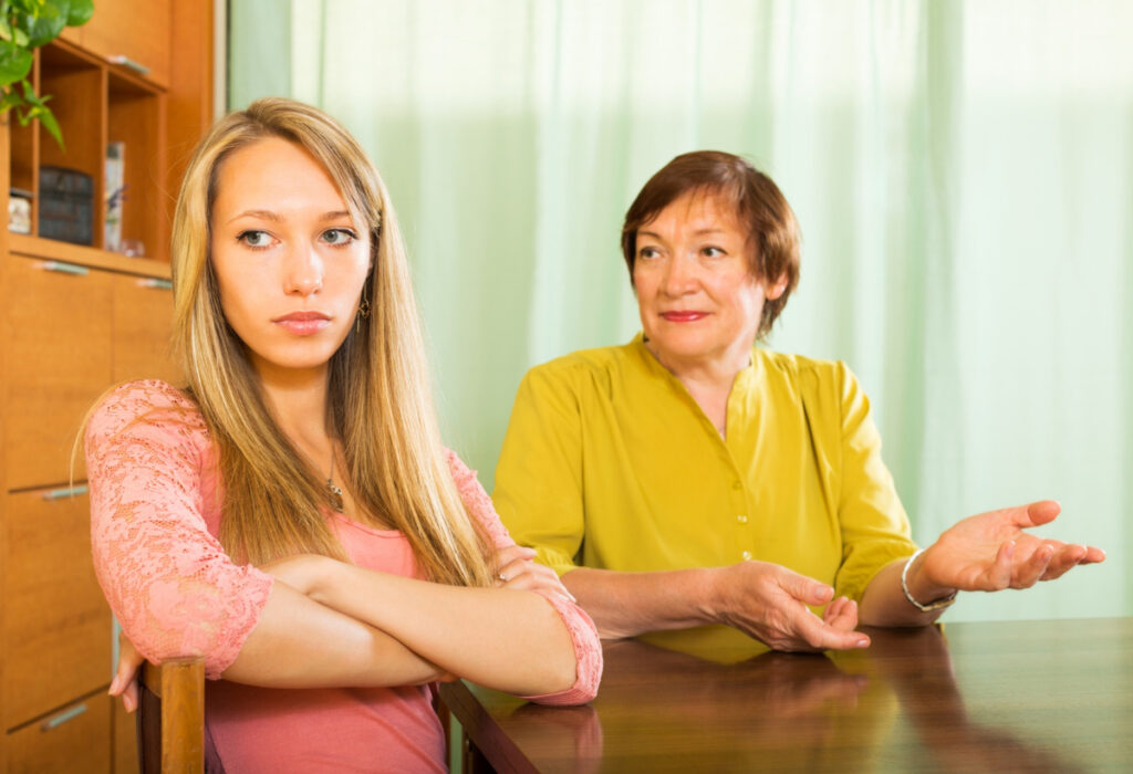 Mother and daughter after quarrel