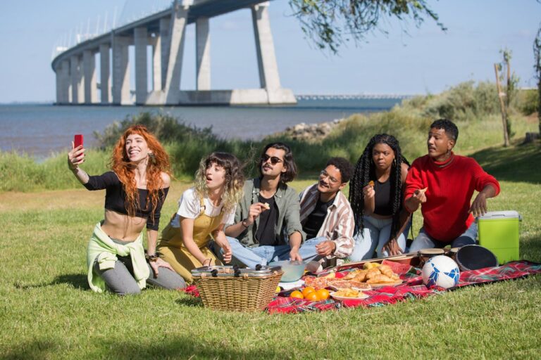 A Woman Taking a Selfie with Her Friends