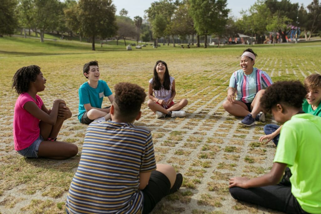 Children Sitting at the Park