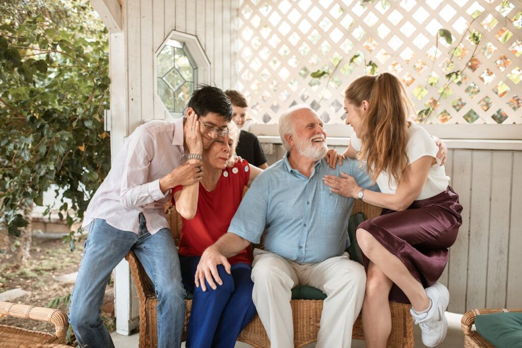 Grandparents advising grandkids