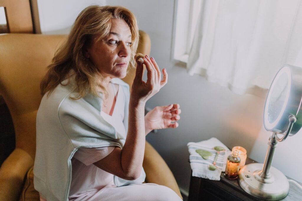 lady taking care of herself