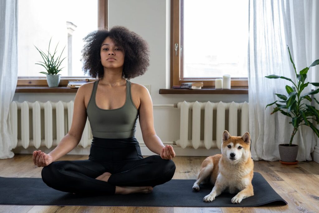 A girl doing yoga