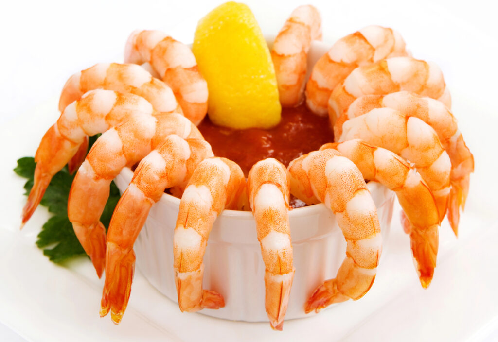 Shrimp cocktail isolated on white