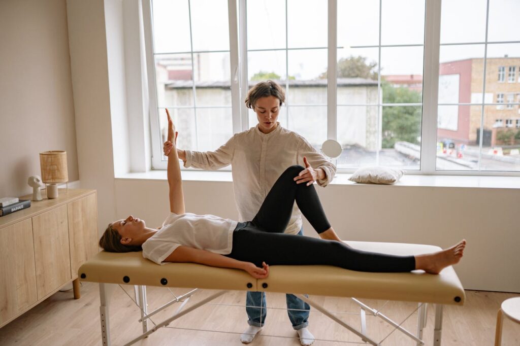 A Woman Lying on the Therapy Bed