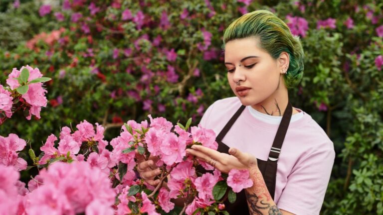 woman gardening flowers