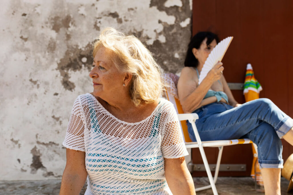 Oldies having fun at the beach