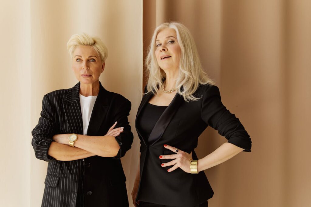 Women in Black Long Sleeve Suit