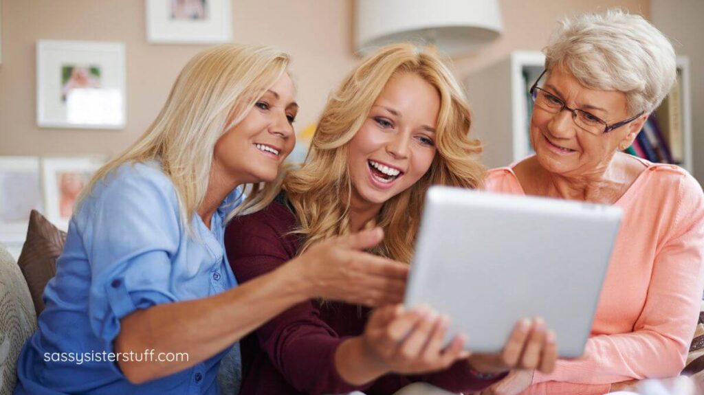 three generations of women spending time together.