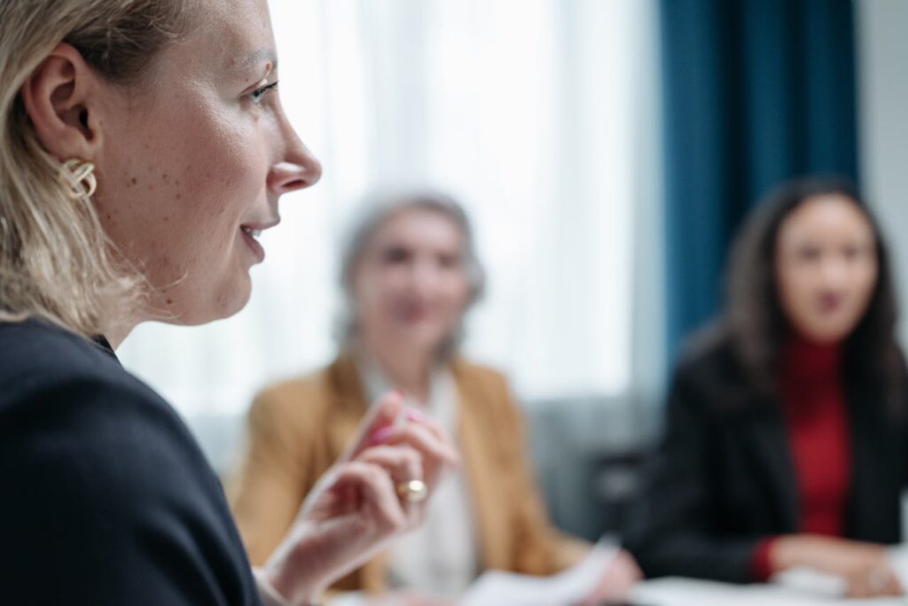 Close-Up Shot of a Woman Speaking