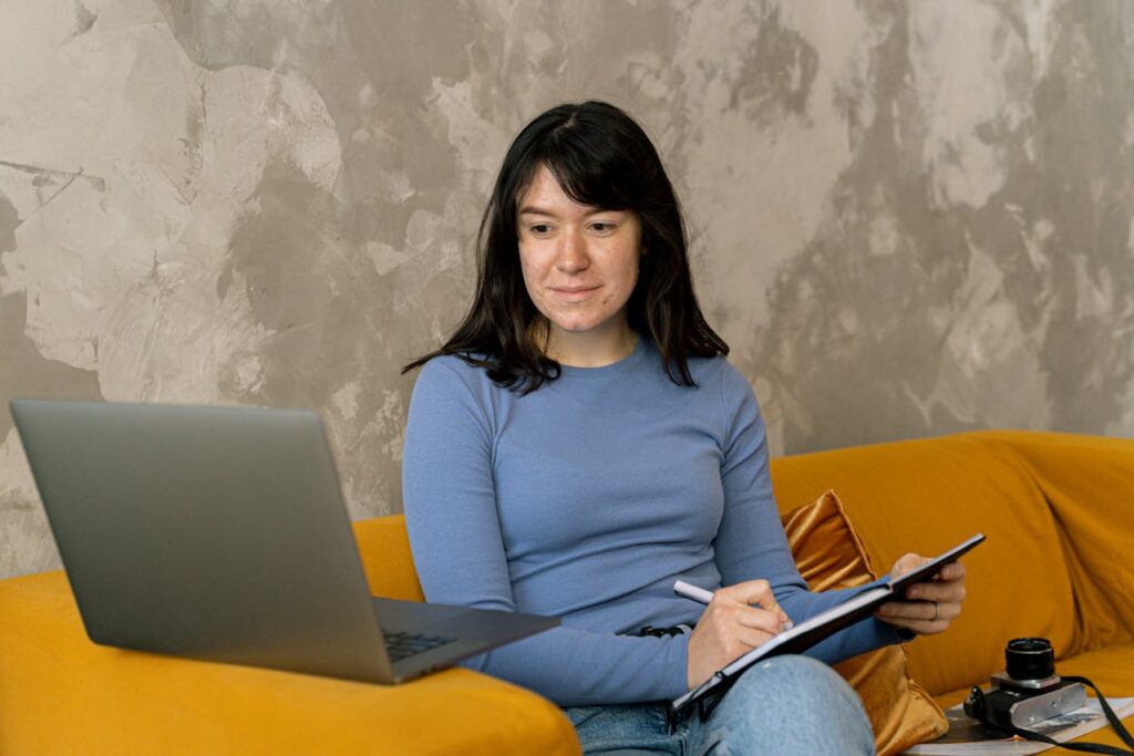 A Woman Using Laptop