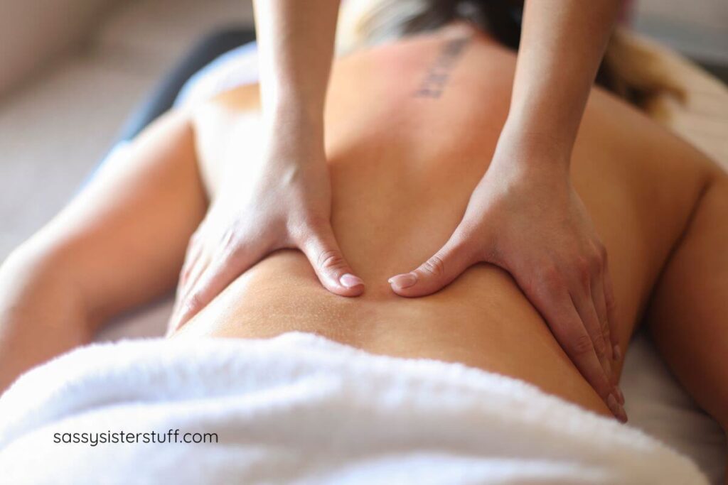 woman getting a back massage.