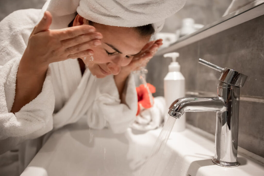 Using hot water on skin