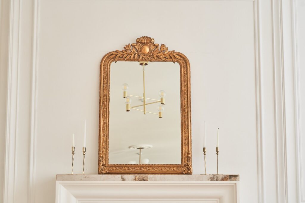 Antique brass mirror