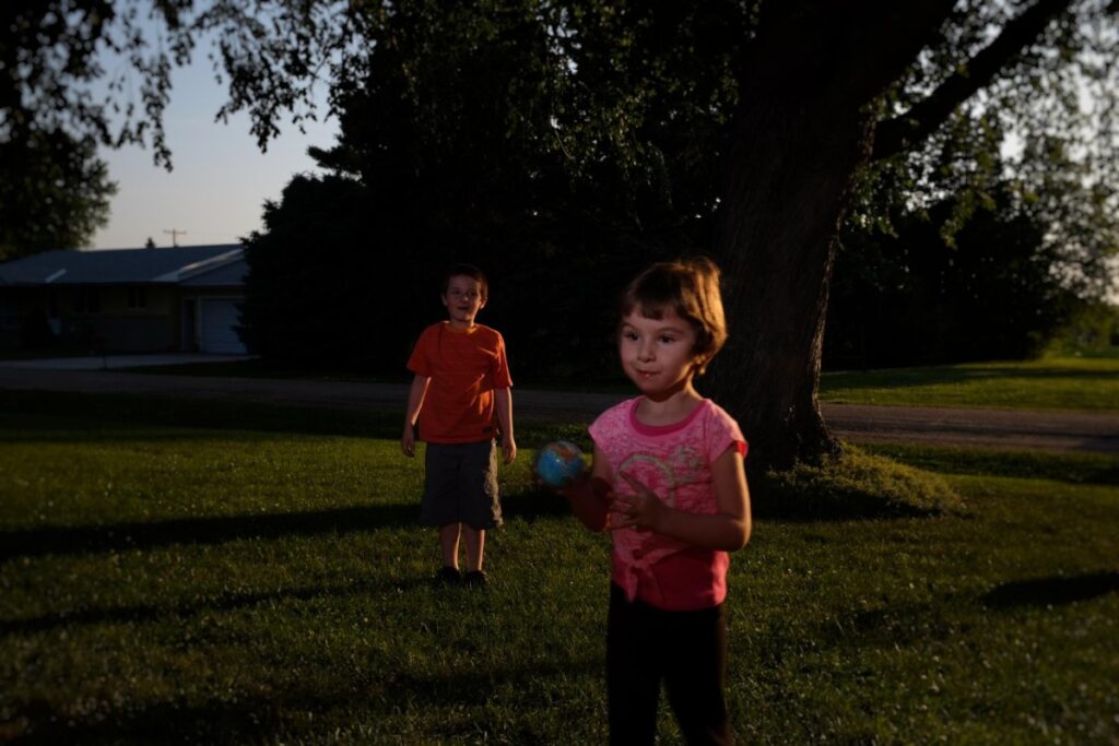 Chasing fireflies at dusk