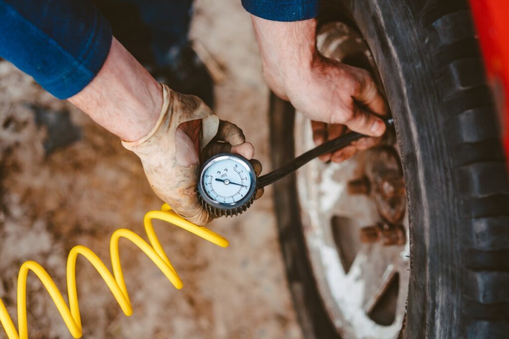 Checking tire pressure