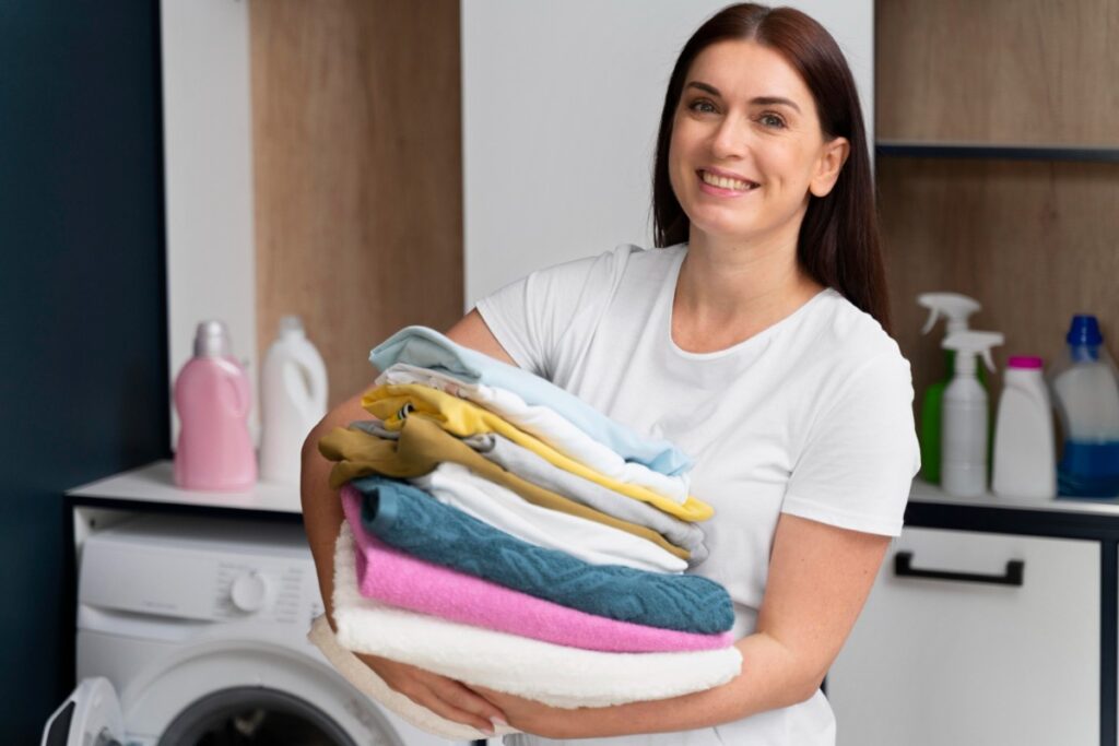 Doing all the laundry