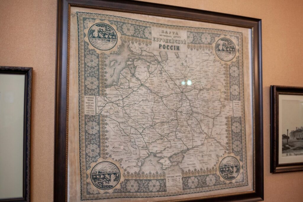 Framed vintage maps