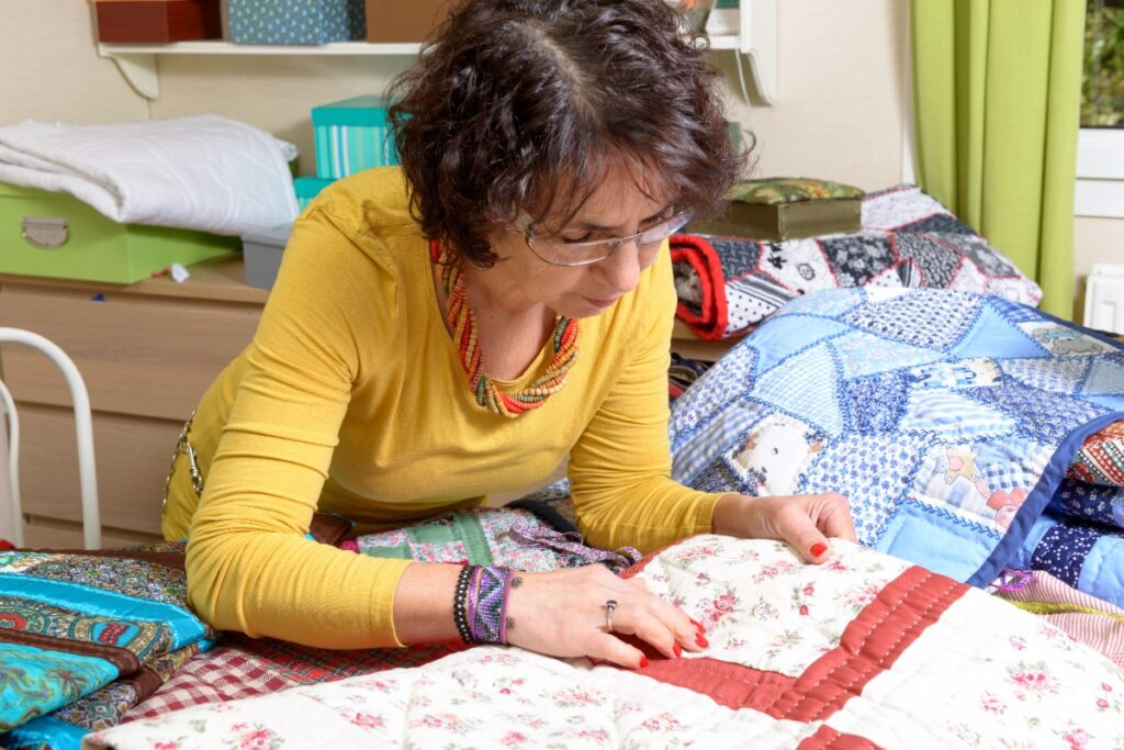 Handcrafting quilts or blankets