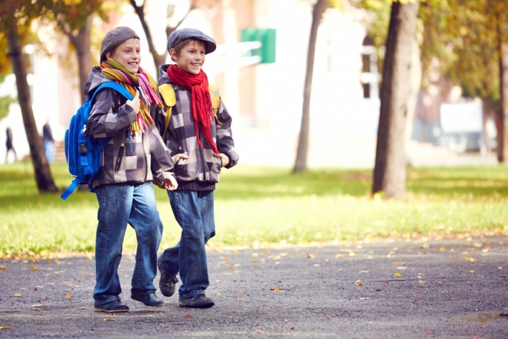 Kids walking to school alone