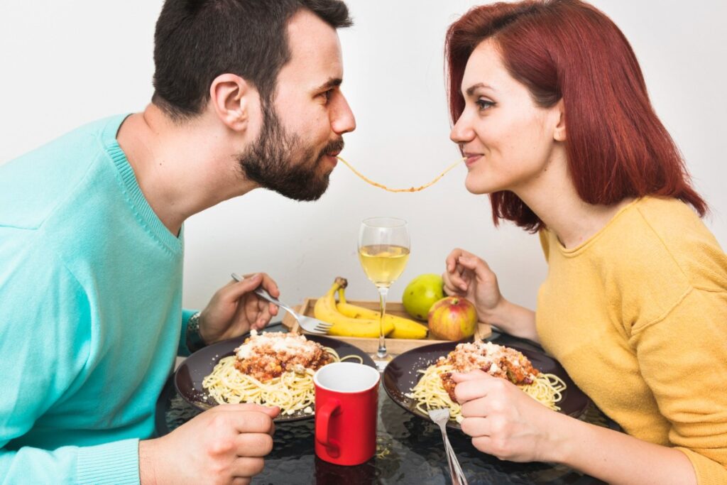 Sharing food directly from each other's plates