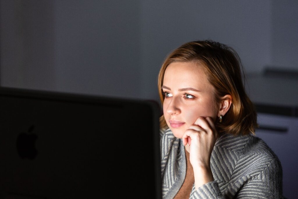 Staring blankly at a screen for minutes