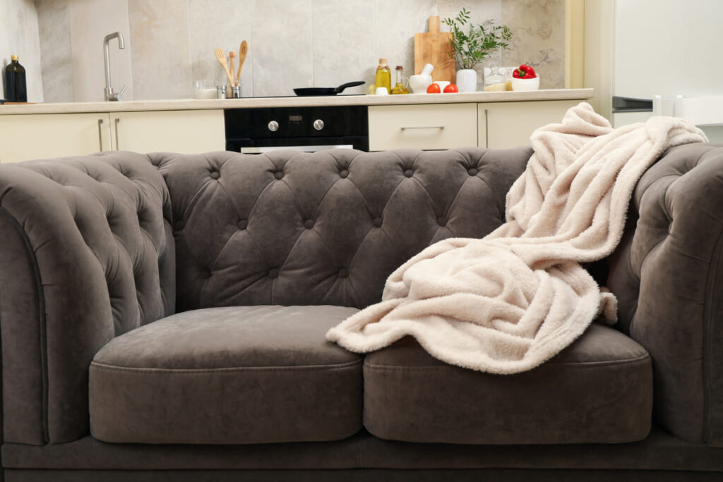 plush throw blankets on sofa
