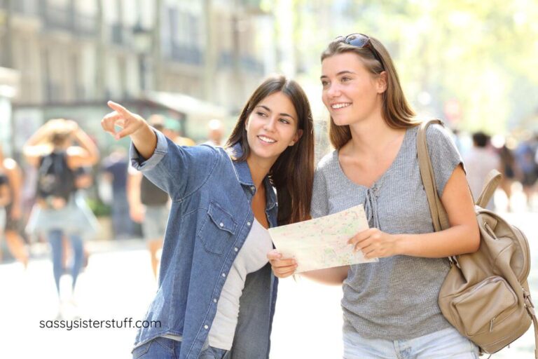 female asks for help learning her way around campus.