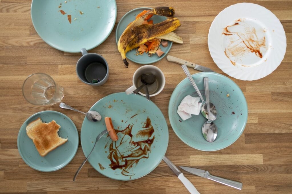 Cluttered coffee table