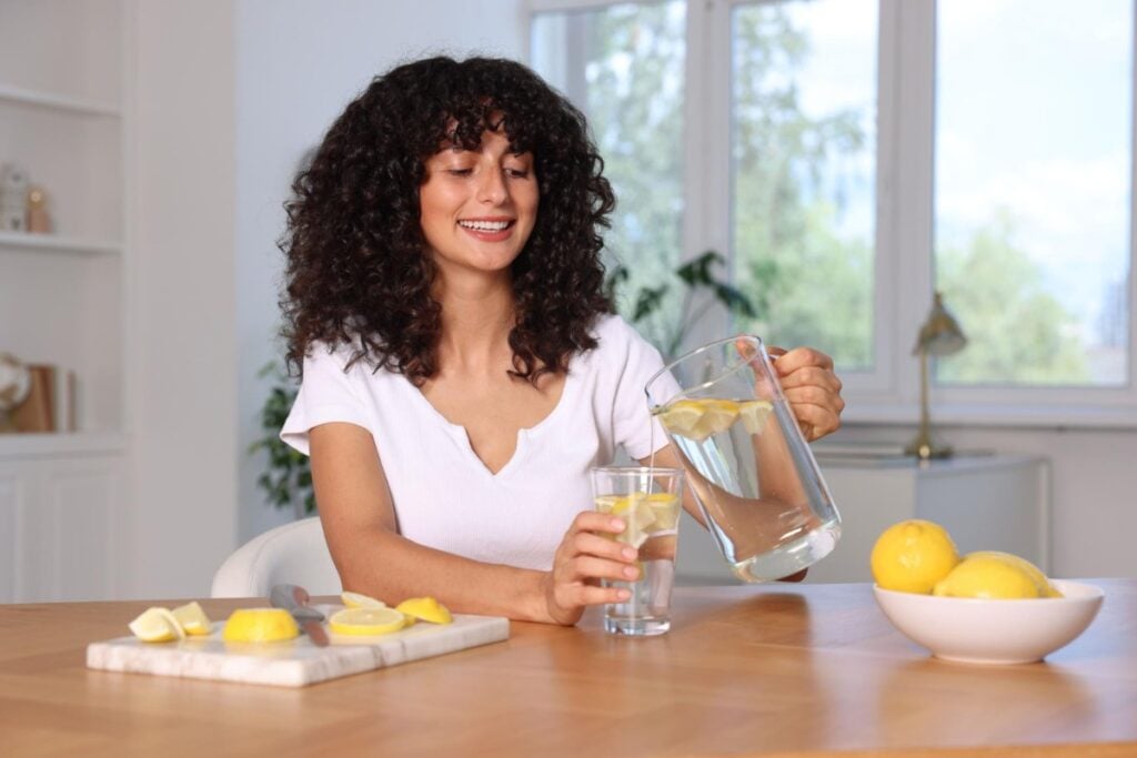 Drink a glass of lemon water