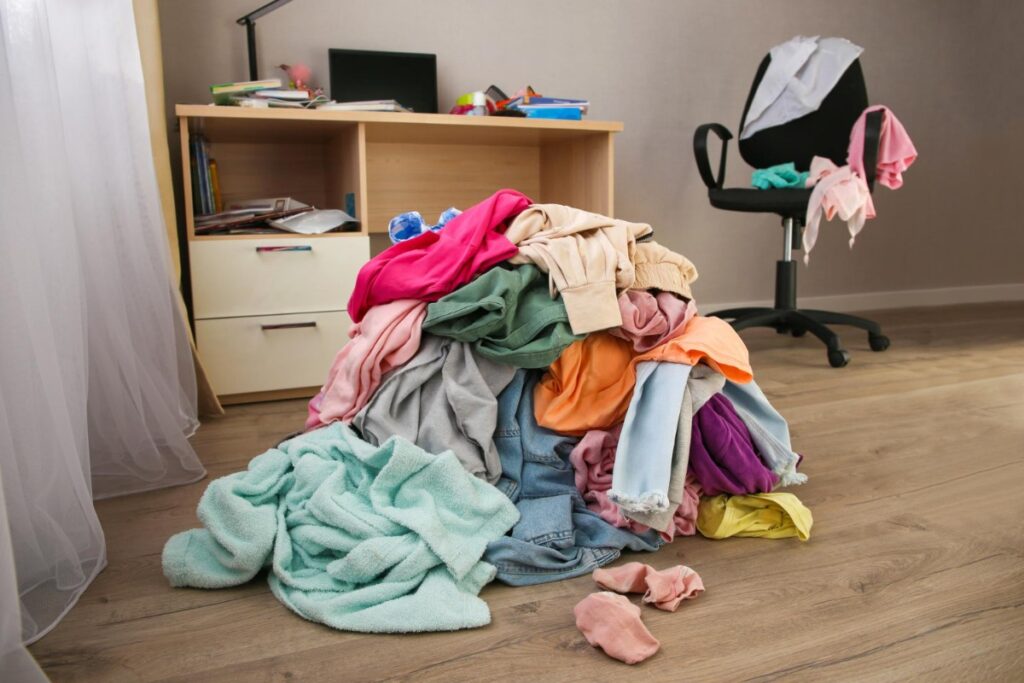 Leaving clothes on the floor