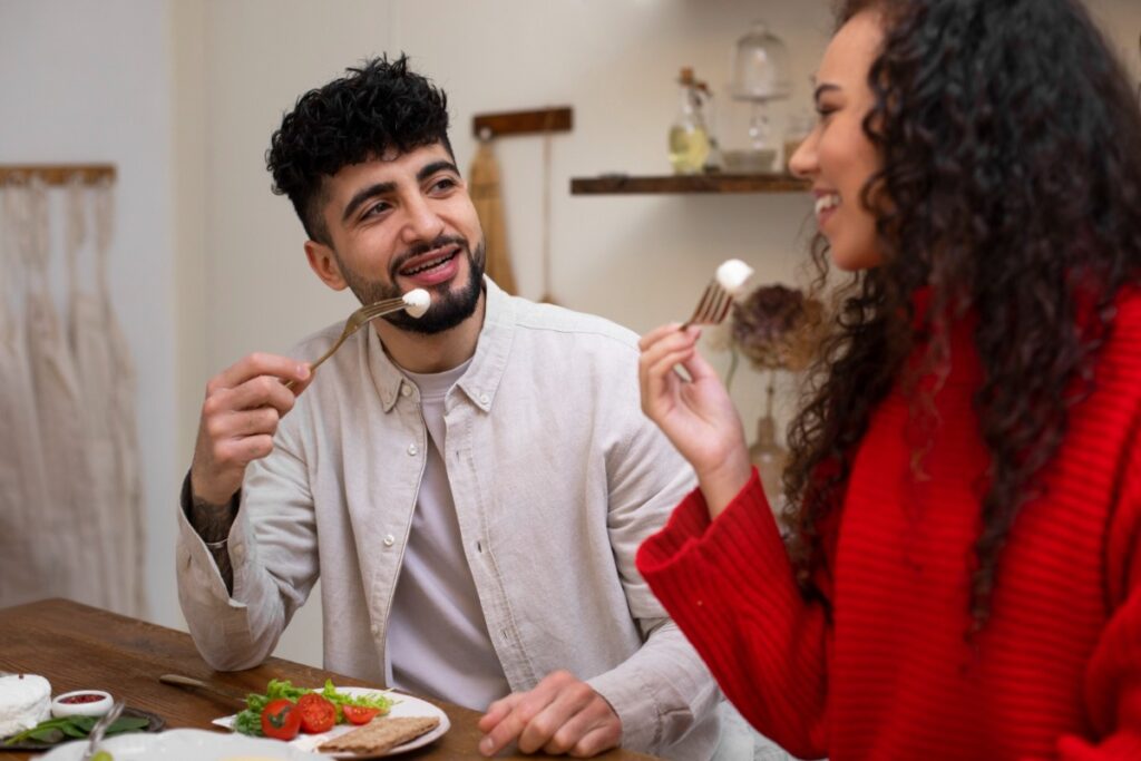 Never point your fork at someone while talking