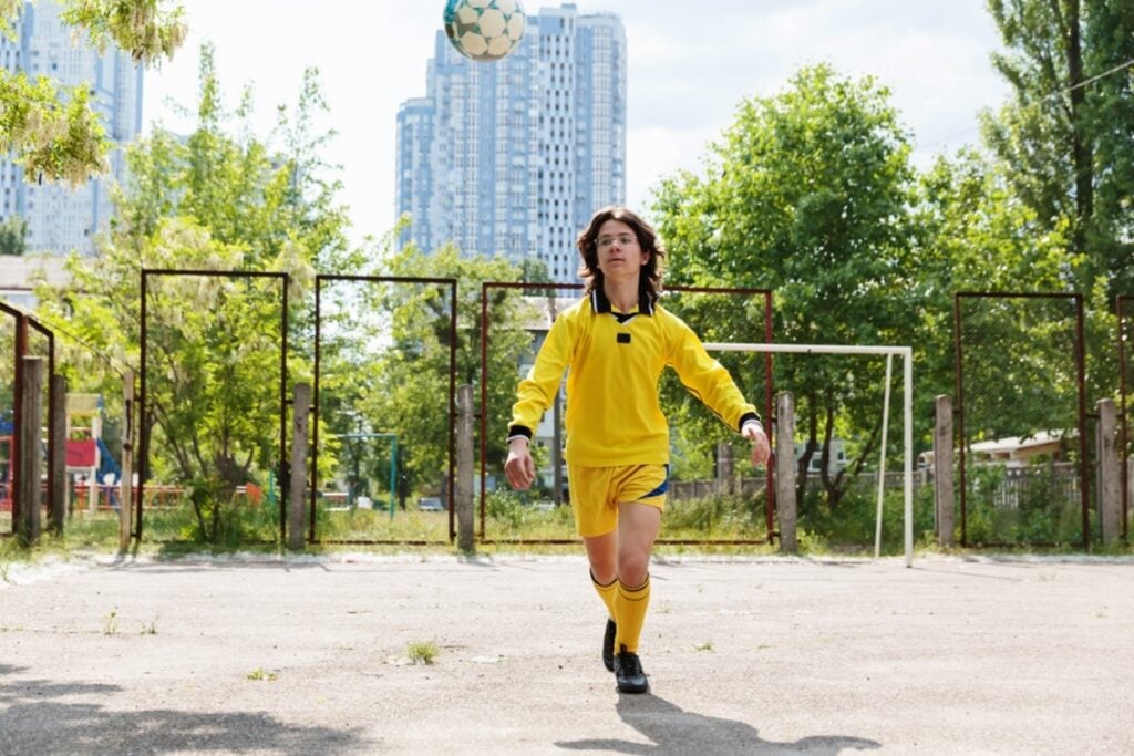 Playing outdoor street games after school