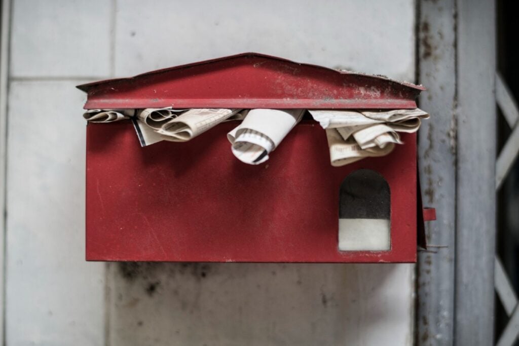 Unopened mail stack