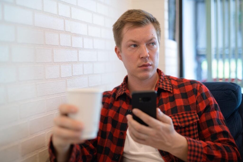 texting but avoiding eye contact