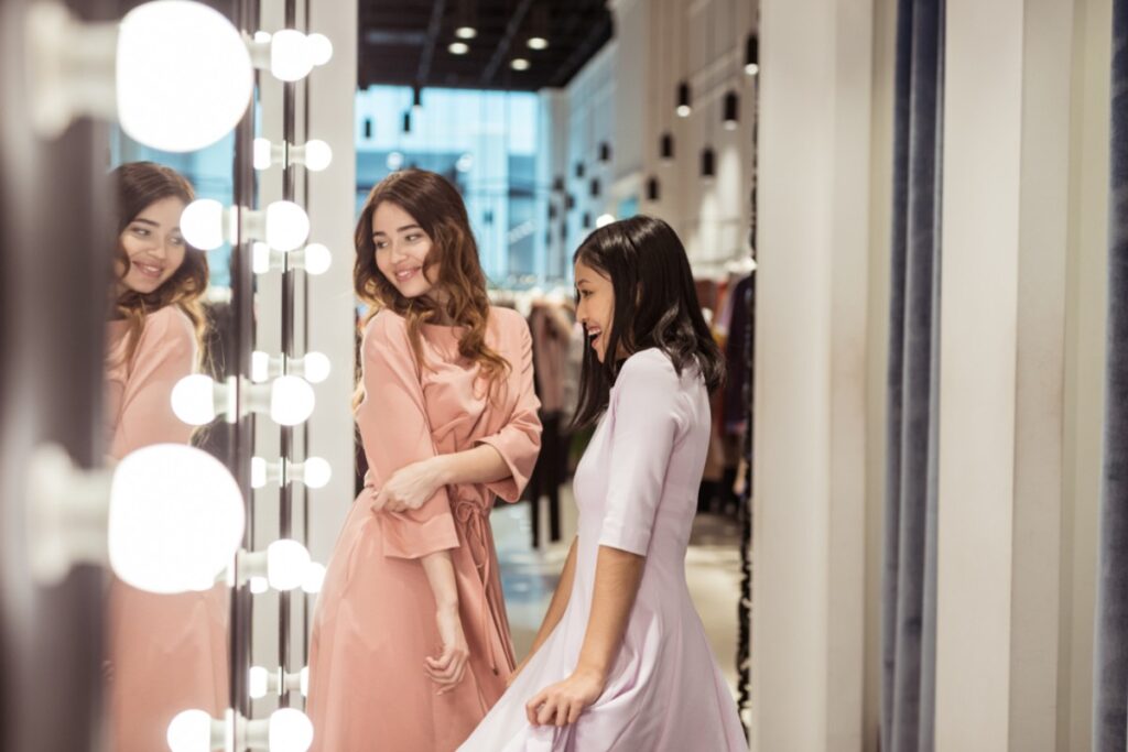 Comparing your reflection in different mirrors inside the room