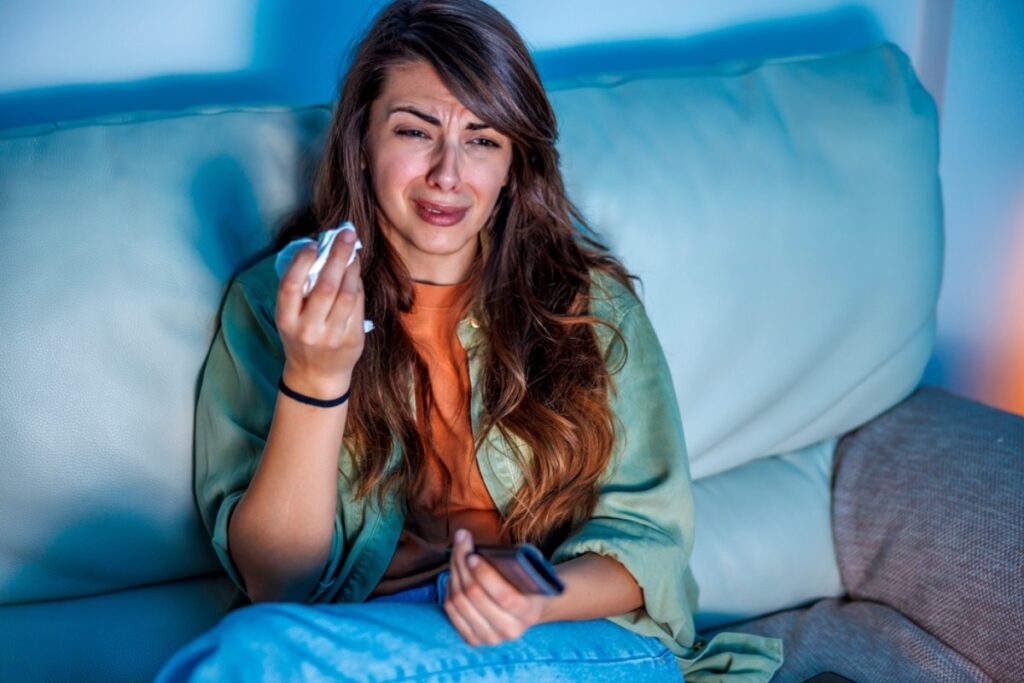 Crying dramatically over fictional characters like you just lost a real family member